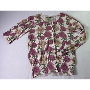 Tennis Original Design Floral Cotton Cardigan Peony Garden Party‎ Preppy Pink S